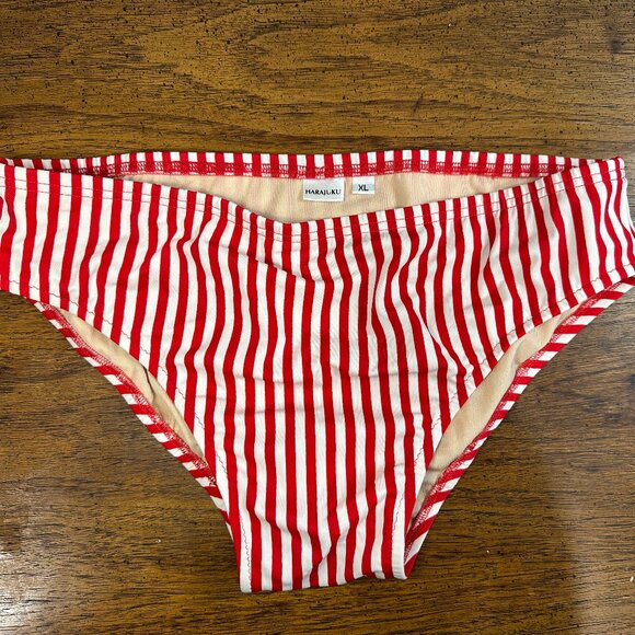 Harajuku men’s swim brief in a bold red and white stripe design - Picture 1 of 6